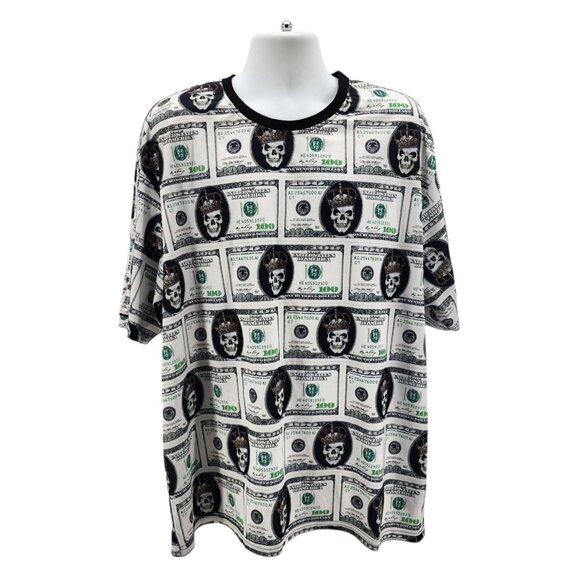 Fresh Prints of Bel Air Mens 4XL Shirt One Hundred Dollar Bill Skull Print Money - Picture 1 of 9